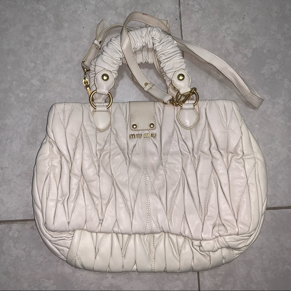 Miu Miu 866513 Leather Beige/Mauve Quilt